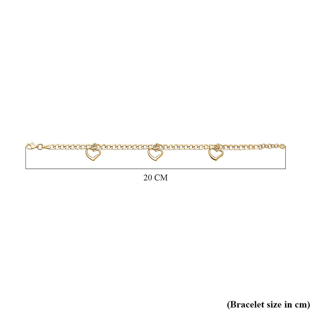 9K Yellow Gold Cubic Zirconia Heart Bracelet (Size - 7.5), Gold Wt. 4.75 Gms