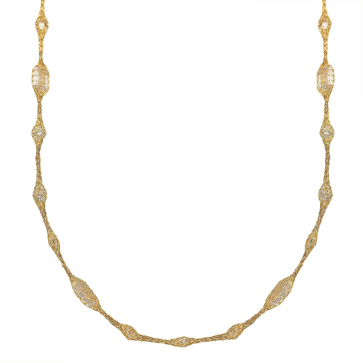 Maestro Collection - 9K Yellow Gold Cubic Zirconia Crochet Necklace with Spring Clasp (Size - 20) 7821942 0