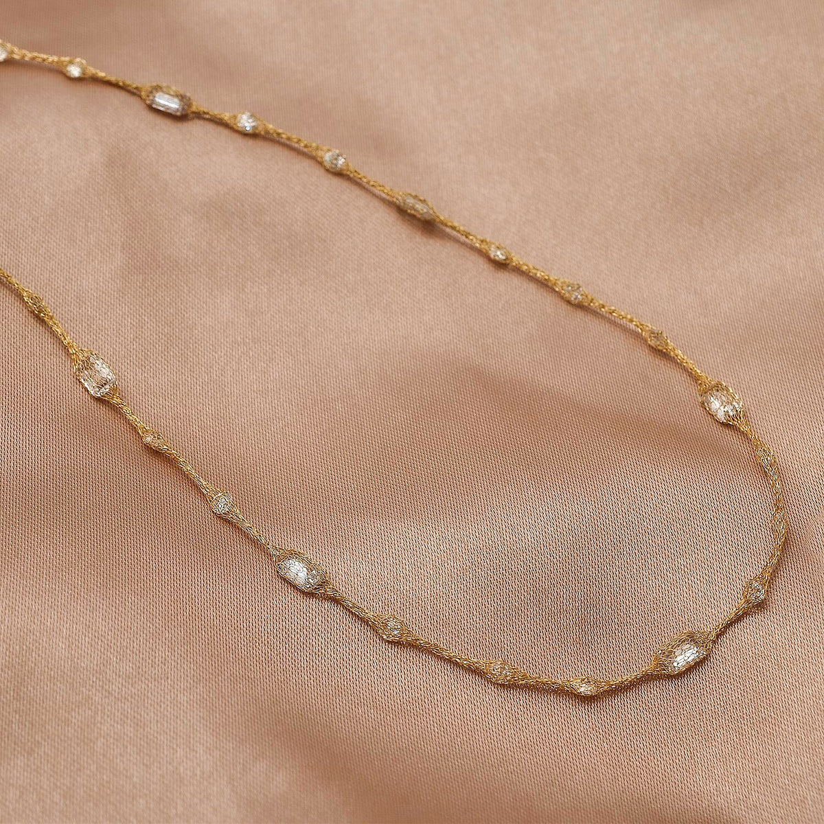 Maestro Collection - 9K Yellow Gold Cubic Zirconia Crochet Necklace with Spring Clasp (Size - 20) 7821942 2