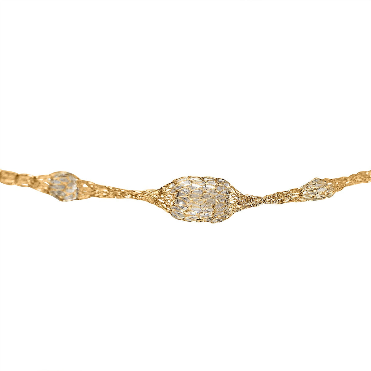 Maestro Collection - 9K Yellow Gold Cubic Zirconia Crochet Necklace with Spring Clasp (Size - 20) 7821942 3