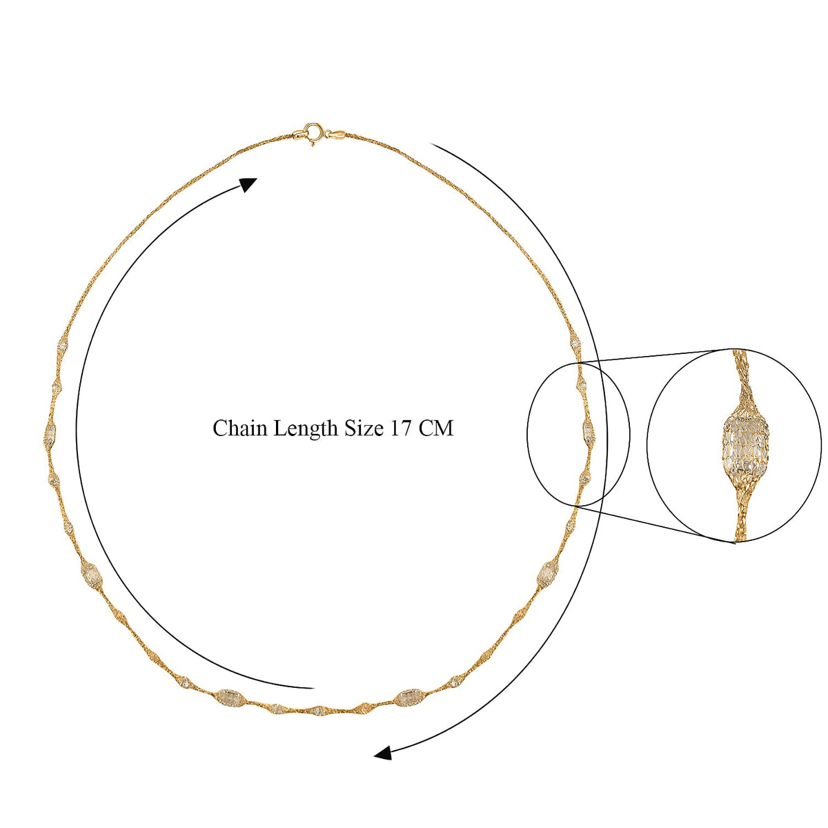Maestro Collection - 9K Yellow Gold Cubic Zirconia Crochet Necklace with Spring Clasp (Size - 20) 7821942 6