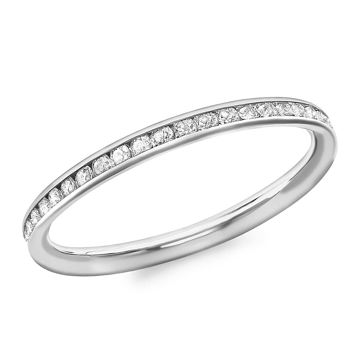 9K White Gold Finest CZ Wedding Band Ring 7662058 0