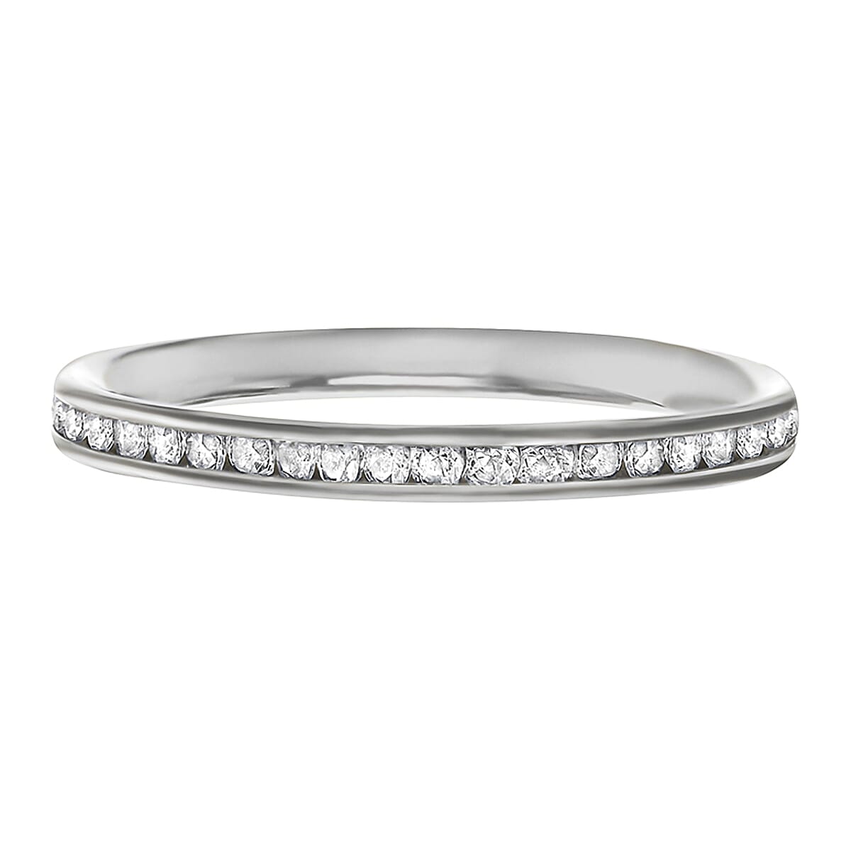 9K White Gold Finest CZ Wedding Band Ring 7662058 1