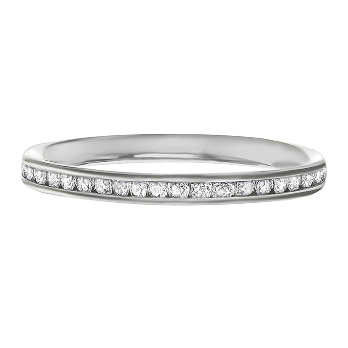 9K White Gold Finest CZ Wedding Band Ring 7662058 2