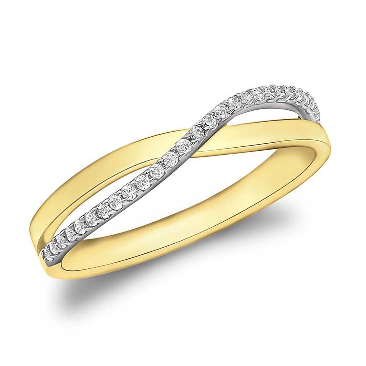 9K Yellow Gold Finest CZ Crossover Ring 7661557 0