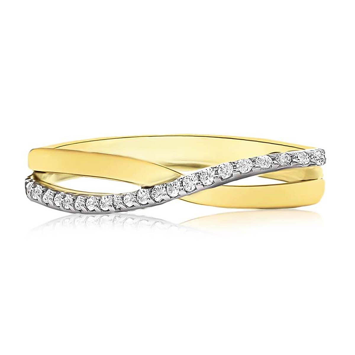 9K Yellow Gold Finest CZ Crossover Ring 7661557 1
