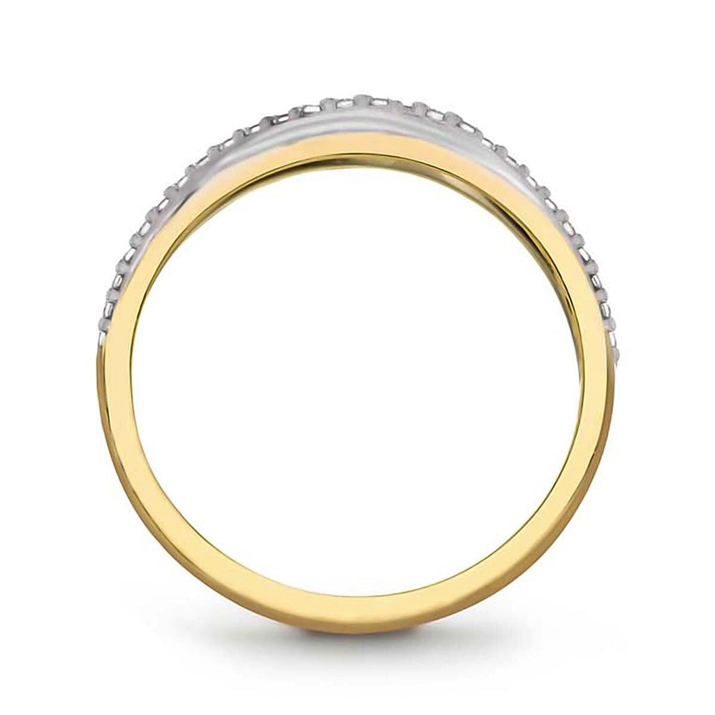 9K Yellow Gold Cubic Zirconia Crossover Ring