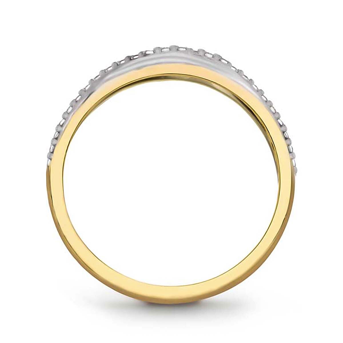 9K Yellow Gold Finest CZ Crossover Ring 7661557 2