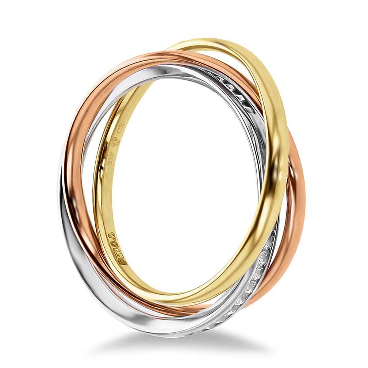 9K Gold Finest CZ Entwined Ring in Tri-Colour 7661604 2