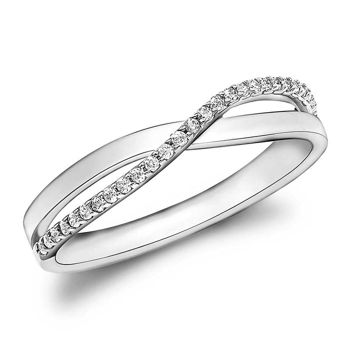 9K White Gold Finest CZ Crossover Ring 7662145 1