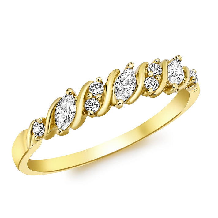 9K Yellow Gold Finest CZ Swirl Ring 7661424 1