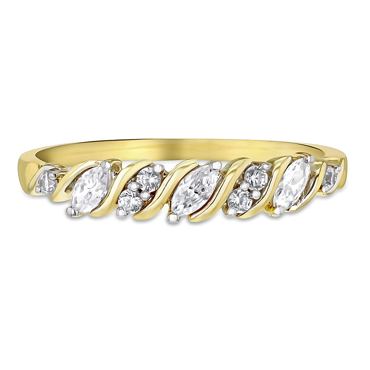 9K Yellow Gold Finest CZ Swirl Ring 7661424 1
