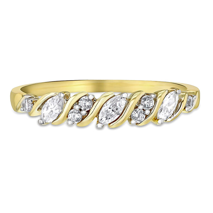 9K Yellow Gold Finest CZ Swirl Ring 7661424 2