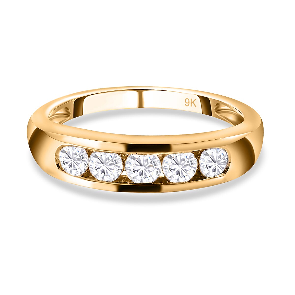 9K Yellow Gold Moissanite 5 Stone Engagement Ring 7621585 0