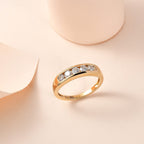 9K Yellow Gold Moissanite 5 Stone Band Ring