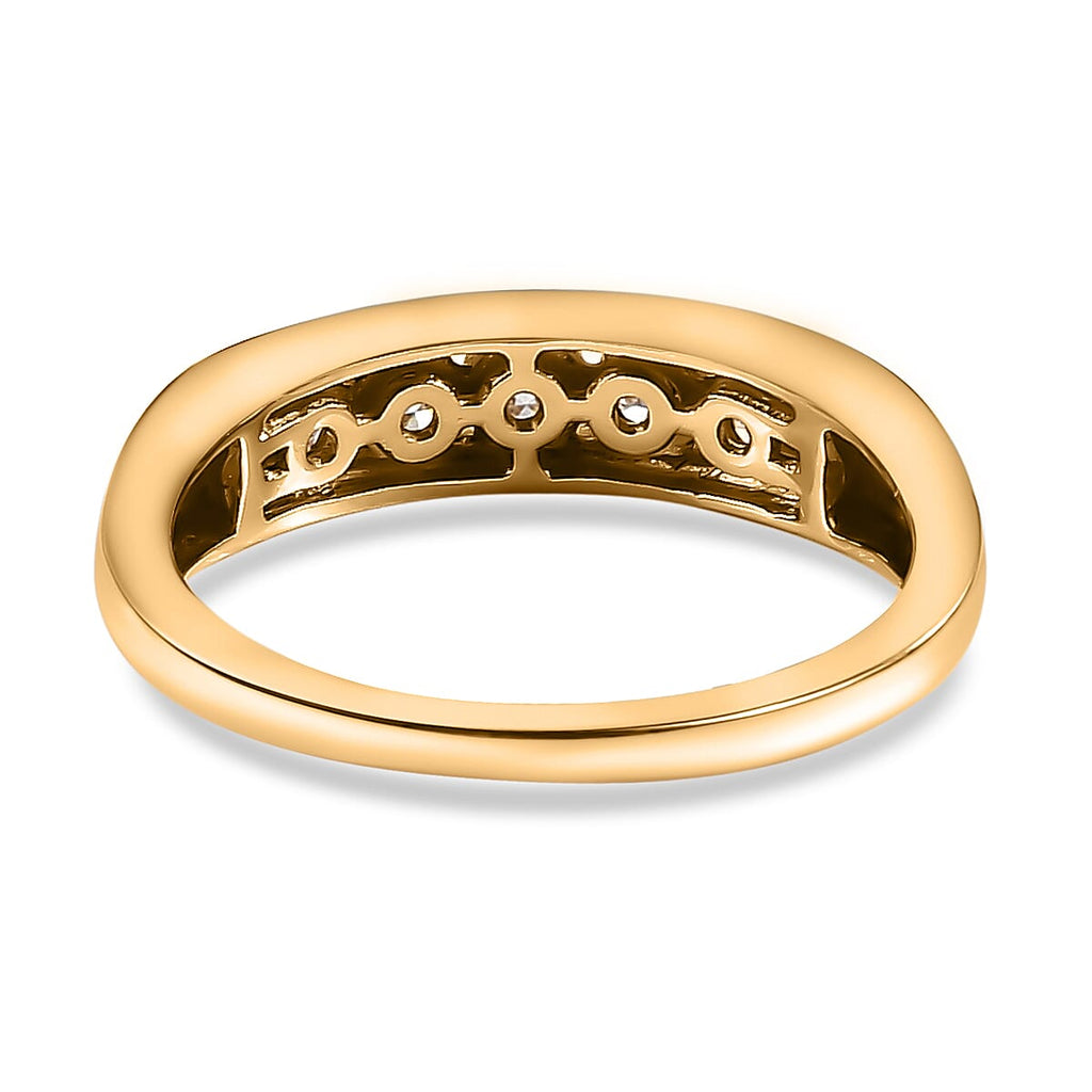 9K Yellow Gold Moissanite 5 Stone Band Ring