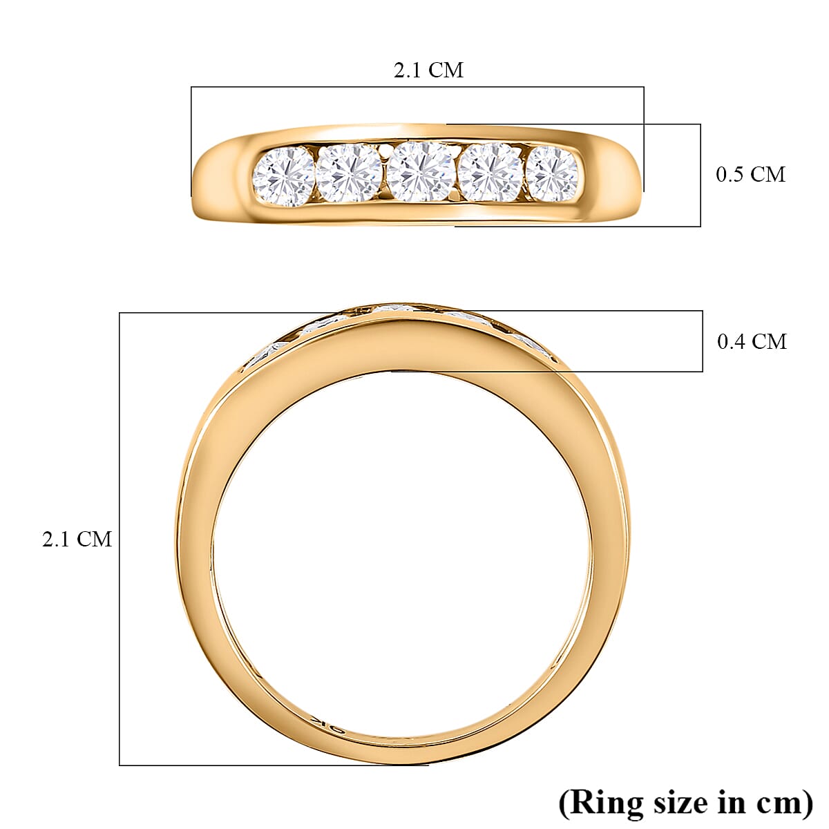 9K Yellow Gold Moissanite 5 Stone Engagement Ring 7621585 5