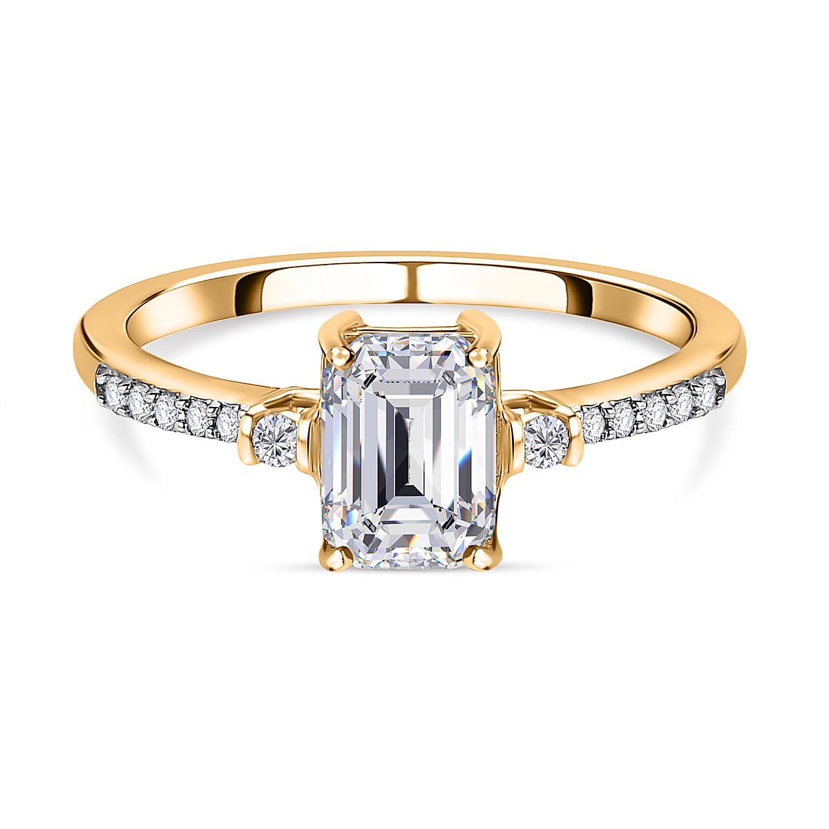 9K Yellow Gold A Moissanite Ring 1.21 ct, Gold Wt. 1.62 Gms 1.212 Ct. 7621608 0