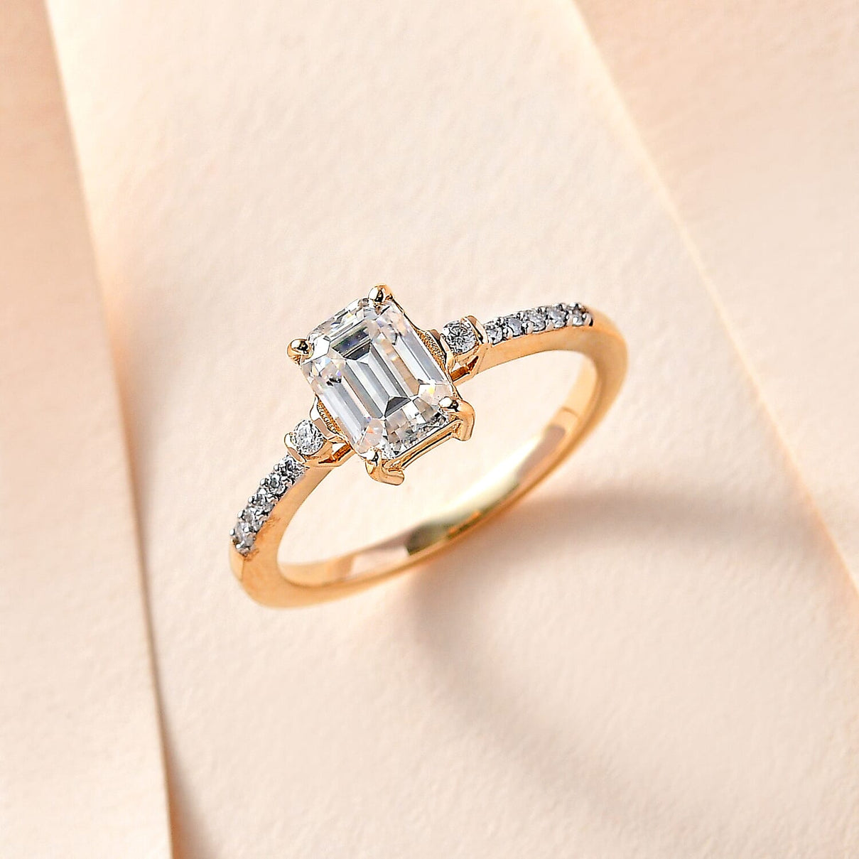 9K Yellow Gold A Moissanite Ring 1.21 ct, Gold Wt. 1.62 Gms 1.212 Ct. 7621608 1