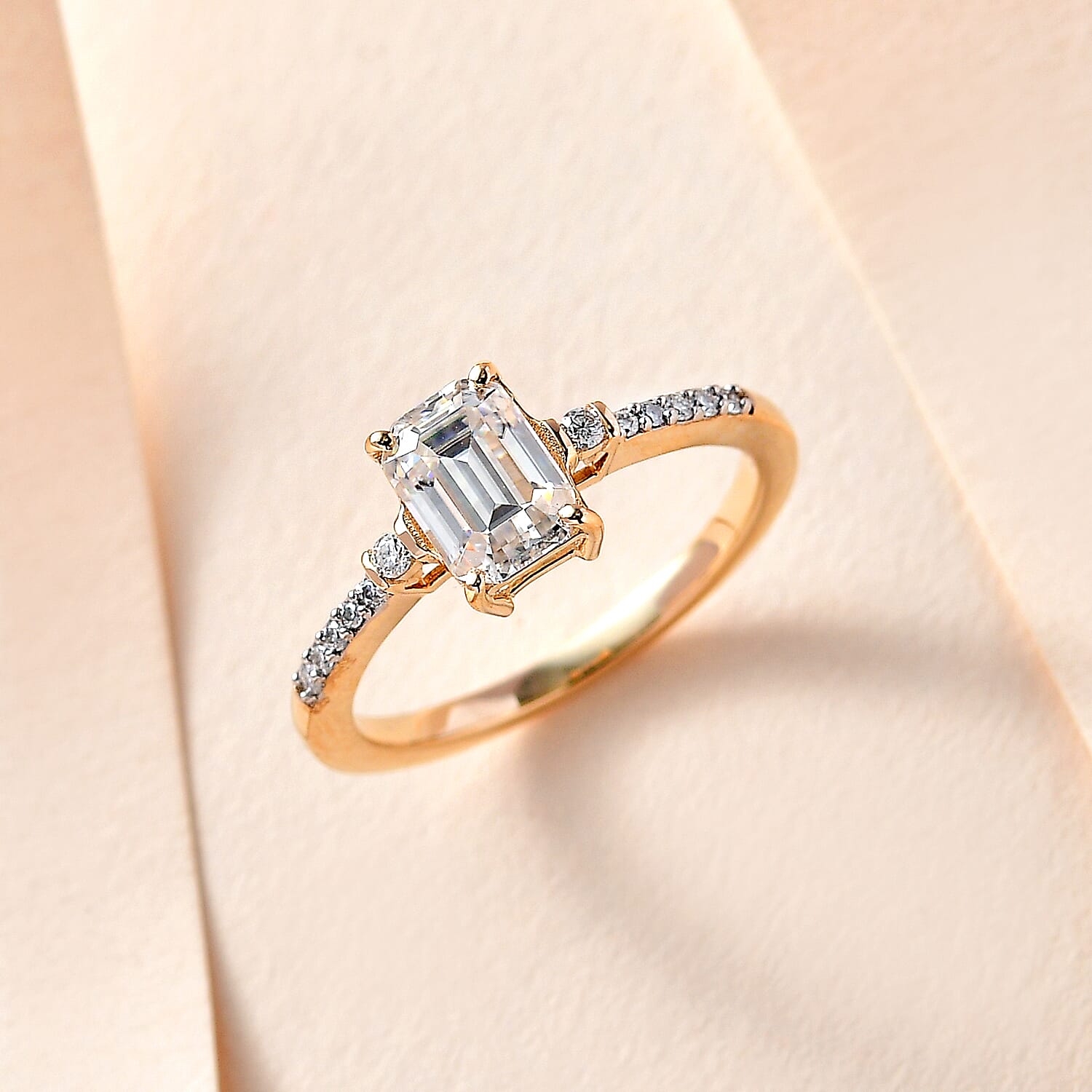 9K Yellow Gold A Moissanite Ring 1.21 ct, Gold Wt. 1.62 Gms 1.212 Ct. 7621608 1