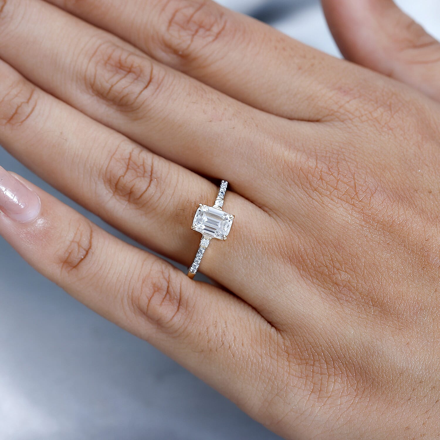 9K Yellow Gold A Moissanite Ring 1.21 ct, Gold Wt. 1.62 Gms 1.212 Ct. 7621608 2
