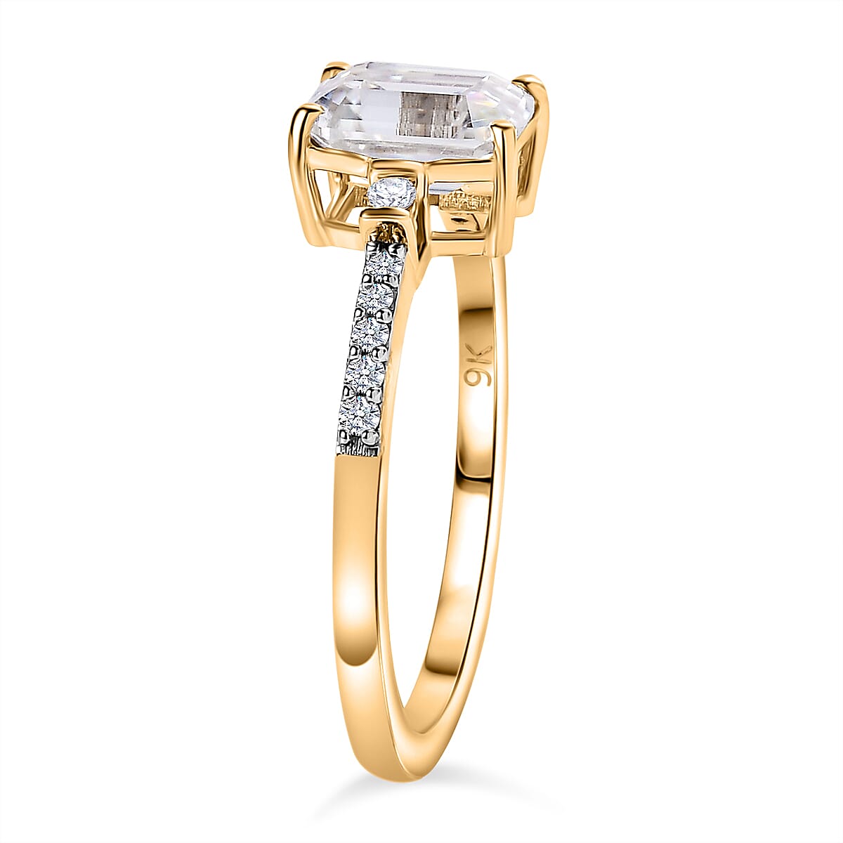 9K Yellow Gold A Moissanite Ring 1.21 ct, Gold Wt. 1.62 Gms 1.212 Ct. 7621608 3