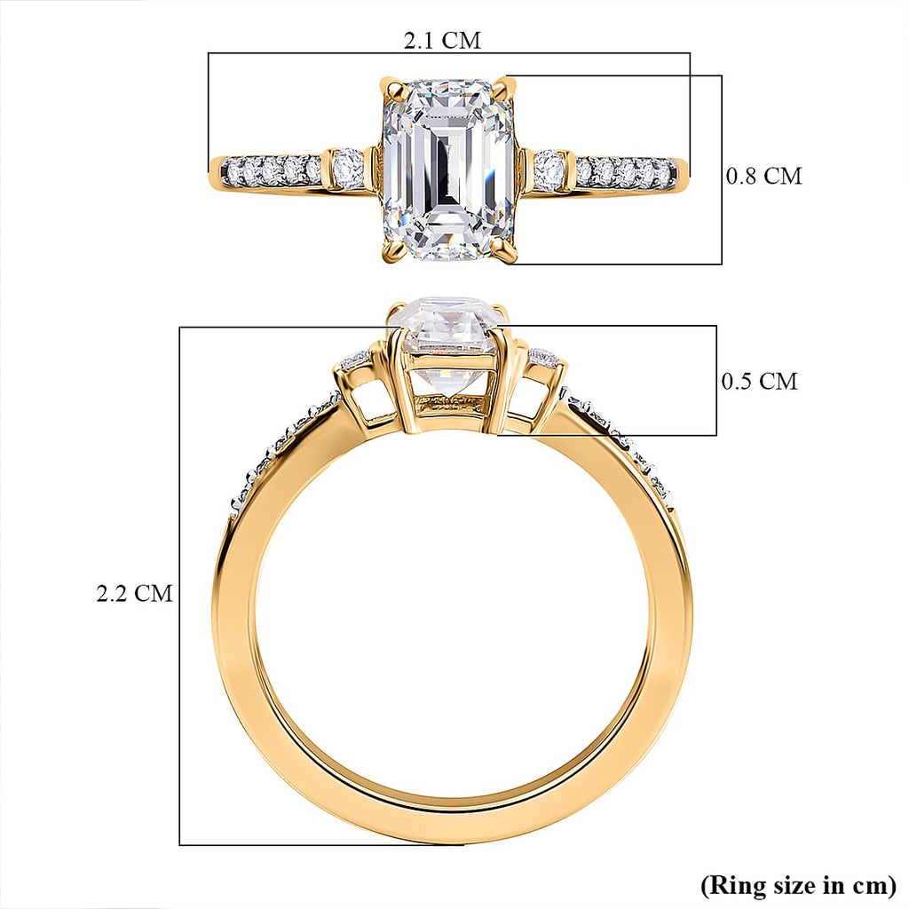 9K Yellow Gold Moissanite Ring 1.21 Ct