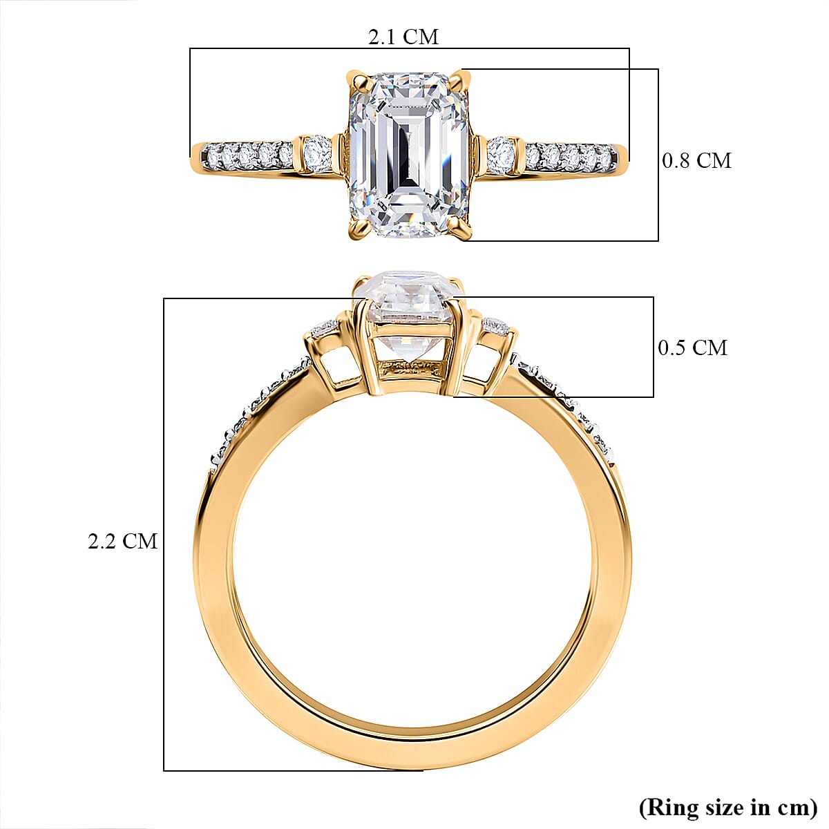 9K Yellow Gold A Moissanite Ring 1.21 ct, Gold Wt. 1.62 Gms 1.212 Ct. 7621608 5