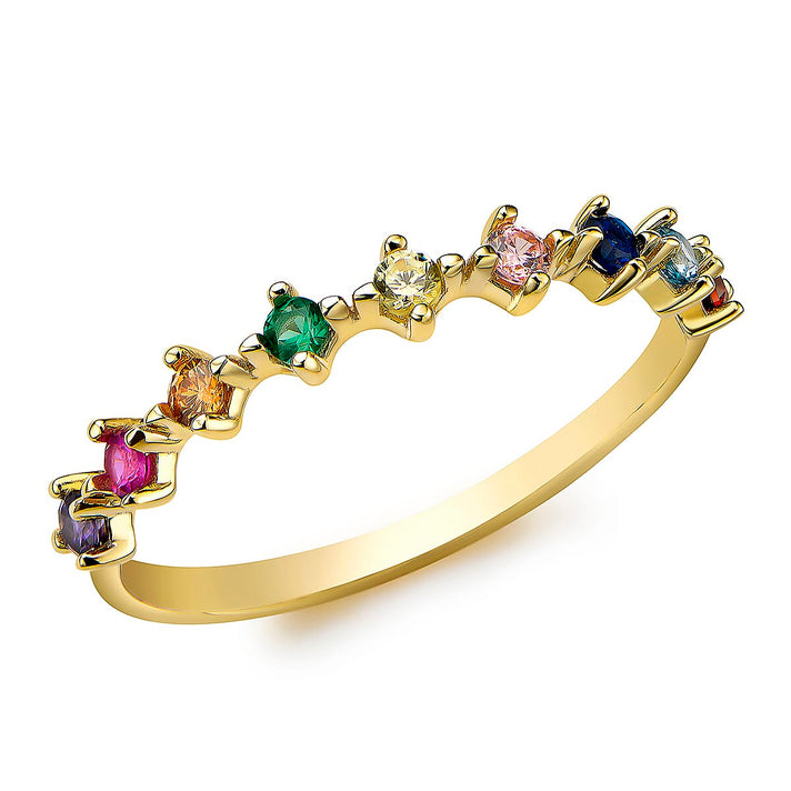 9K Yellow Gold Multi Color Cubic Zirconia 9-Stone Ring 7661583 1