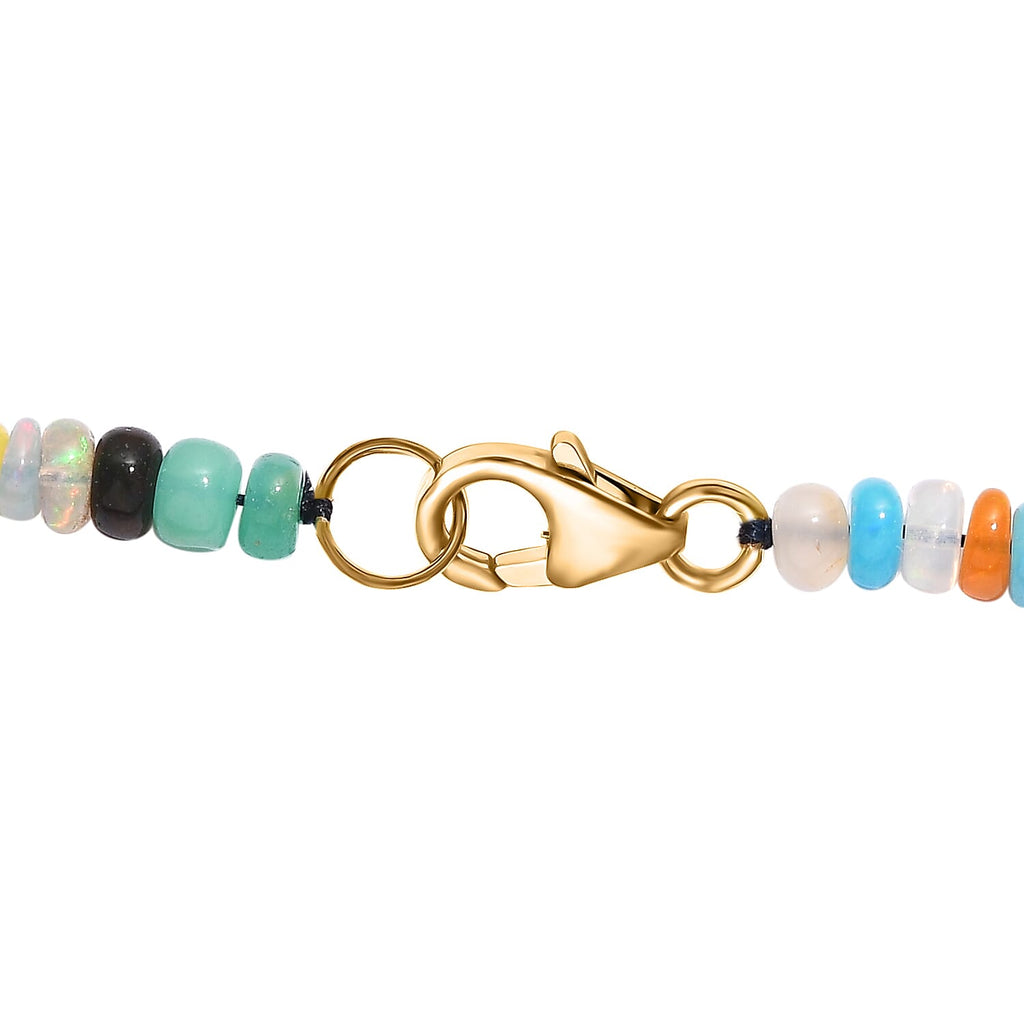 Tucson Gem Find-9K Yellow Gold AAAA Multi Opal  Necklace (Size - 18.5) 50.84 Ct