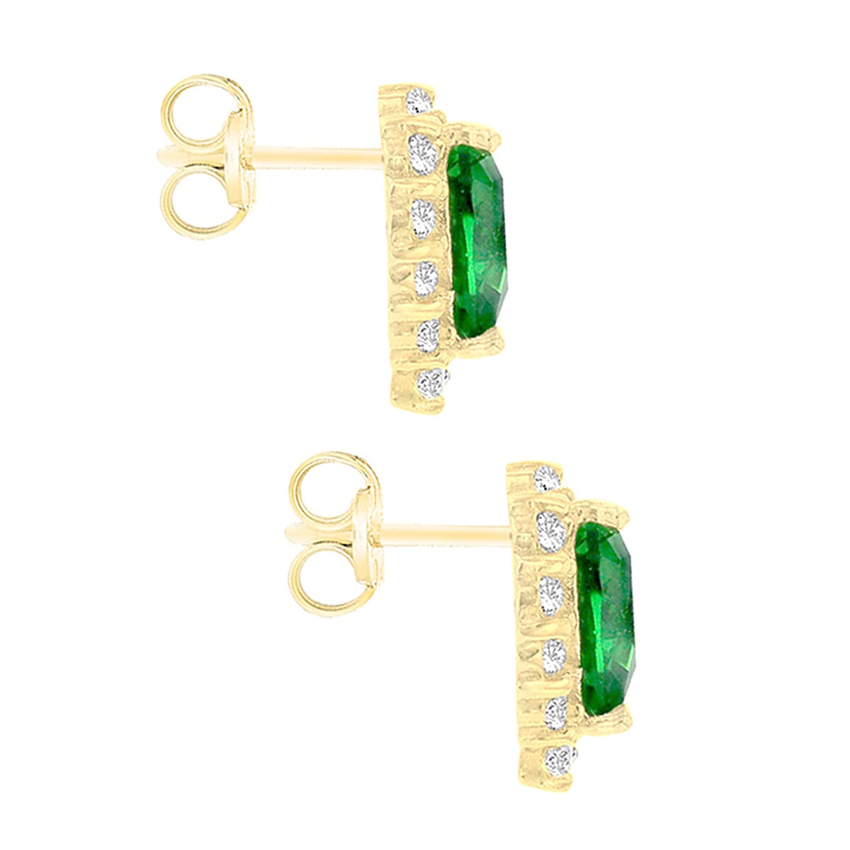9K Gold Green and White Heart Stud Earrings 7814560 2