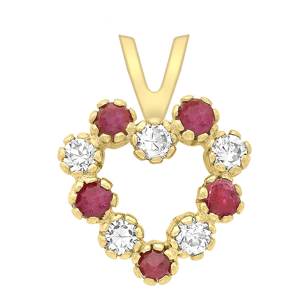 9K Yellow Gold  A   Red Cubic Zirconia ,  Cubic Zirconia  Pendant 0.10 ct,  Gold Wt. 0.45 Gms  0.100  Ct. 7712675 0