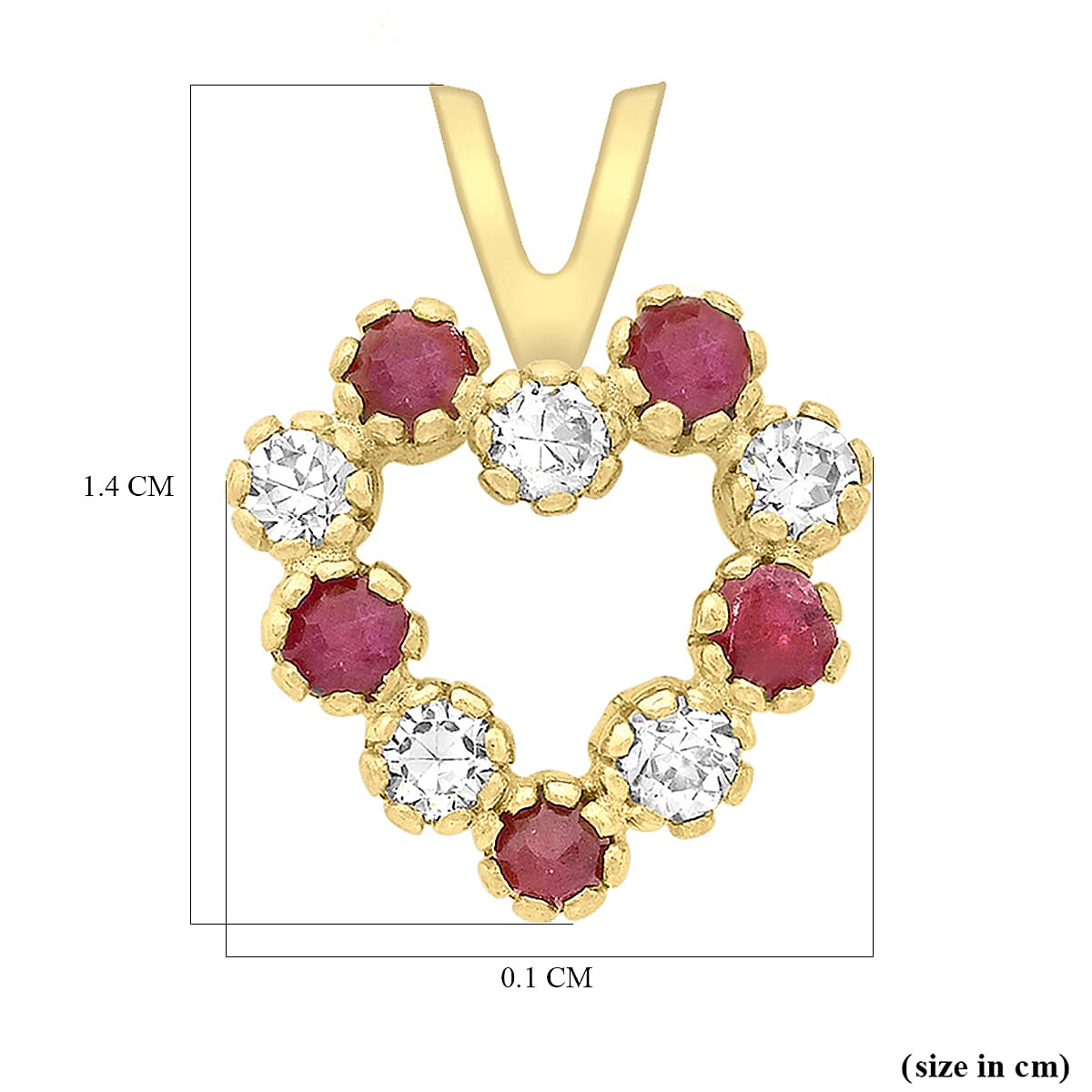 9K Yellow Gold  A   Red Cubic Zirconia ,  Cubic Zirconia  Pendant 0.10 ct,  Gold Wt. 0.45 Gms  0.100  Ct. 7712675 1