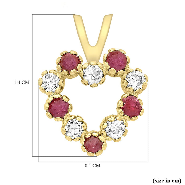 9K Yellow Gold  A   Red Cubic Zirconia ,  Cubic Zirconia  Pendant 0.10 ct,  Gold Wt. 0.45 Gms  0.100  Ct. 7712675 2