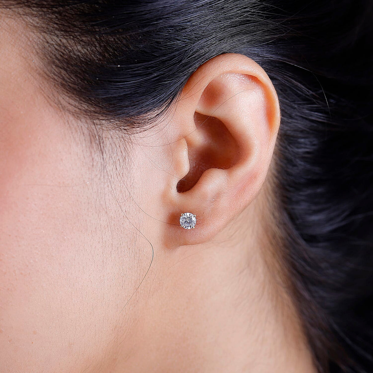 J Francis - 9K Yellow Gold A Swarovski Zirconia Solitaire Stud Push Post Earring 1.49 ct. 7932453 5
