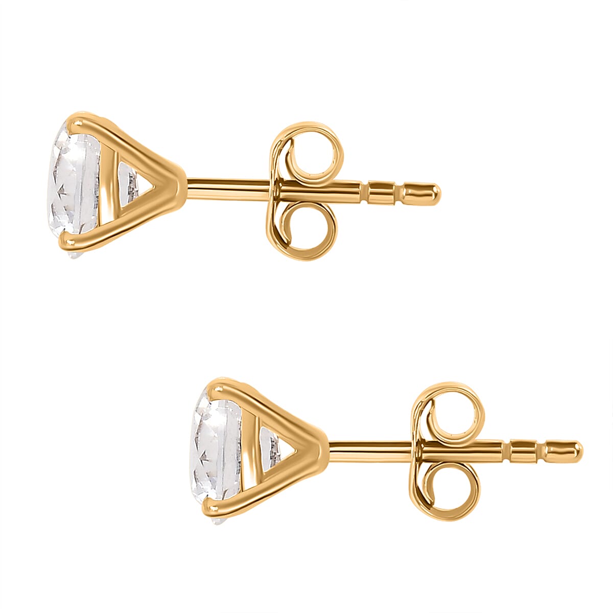 J Francis - 9K Yellow Gold A Swarovski Zirconia Solitaire Stud Push Post Earring 1.49 ct. 7932453 9