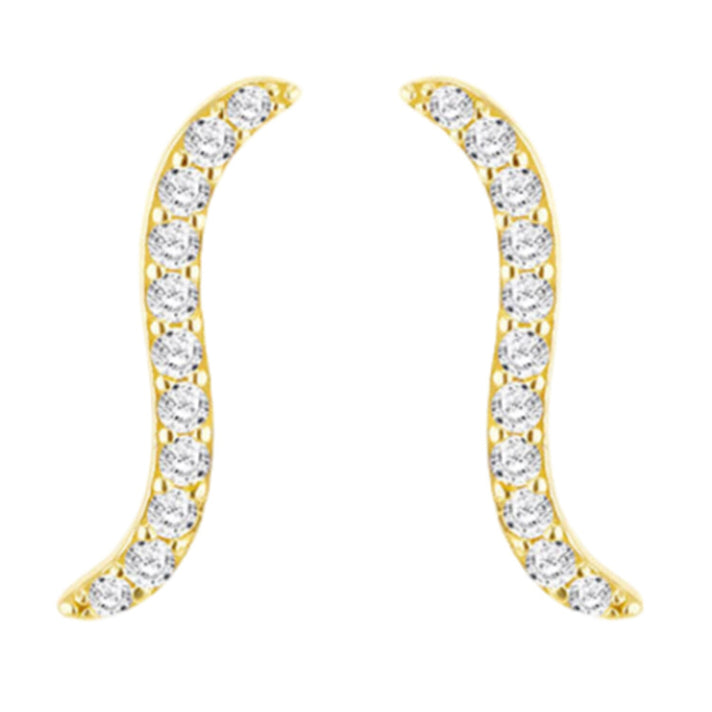 9K Gold Cubic Zircon S Shape Stud Earrings 7813643 1