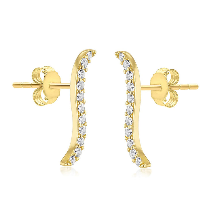 9K Gold Cubic Zircon S Shape Stud Earrings 7813643 2