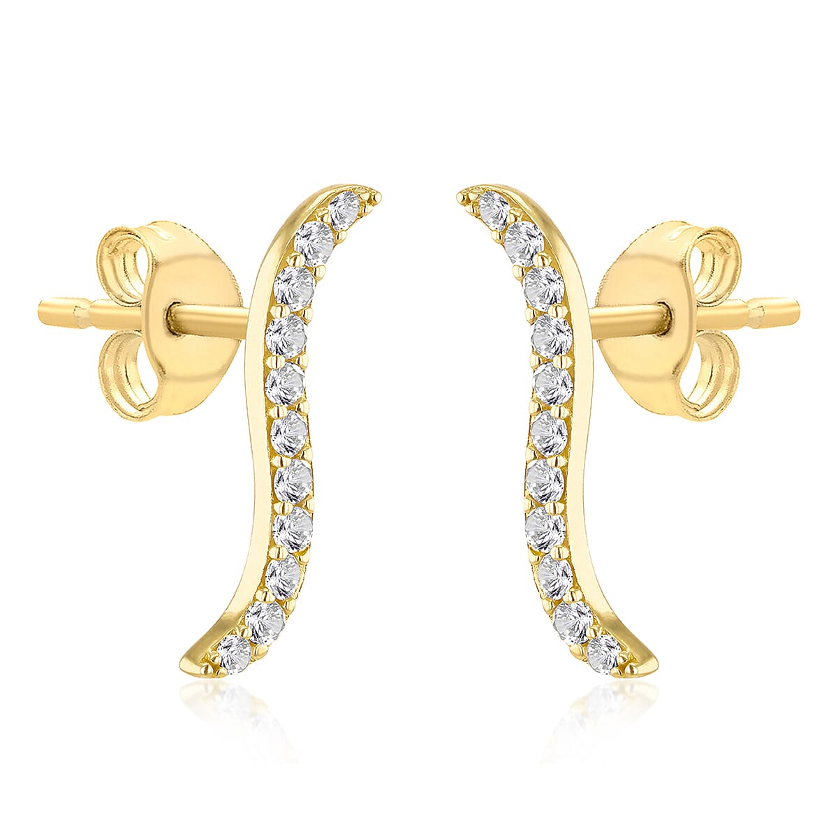9K Gold Cubic Zircon S Shape Stud Earrings 7813643 2