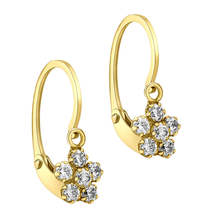 9K Gold Cubic Zircon Flower Drop Earrings 7813640 1