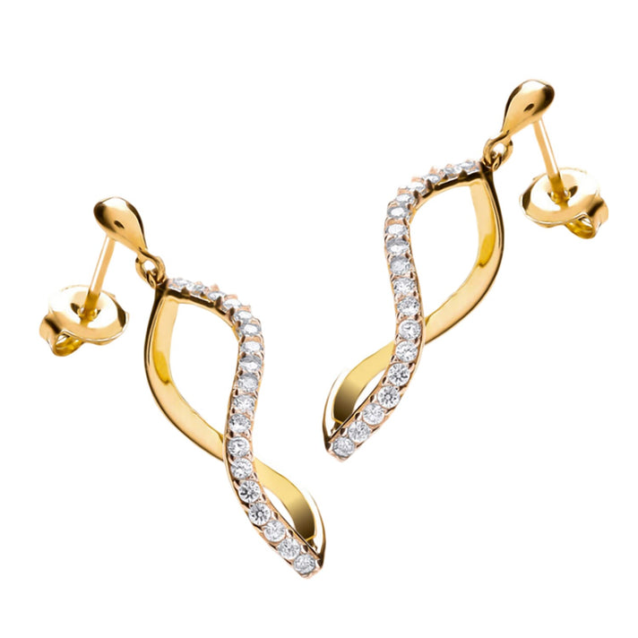 9K Gold Cubic Zircon Drop Earrings 7814317 1