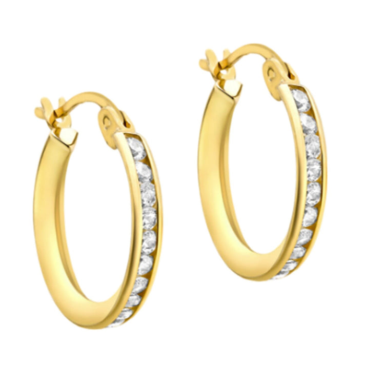 9K Gold Small Cubic Zircon Half Eternity Earrings 7814298 1
