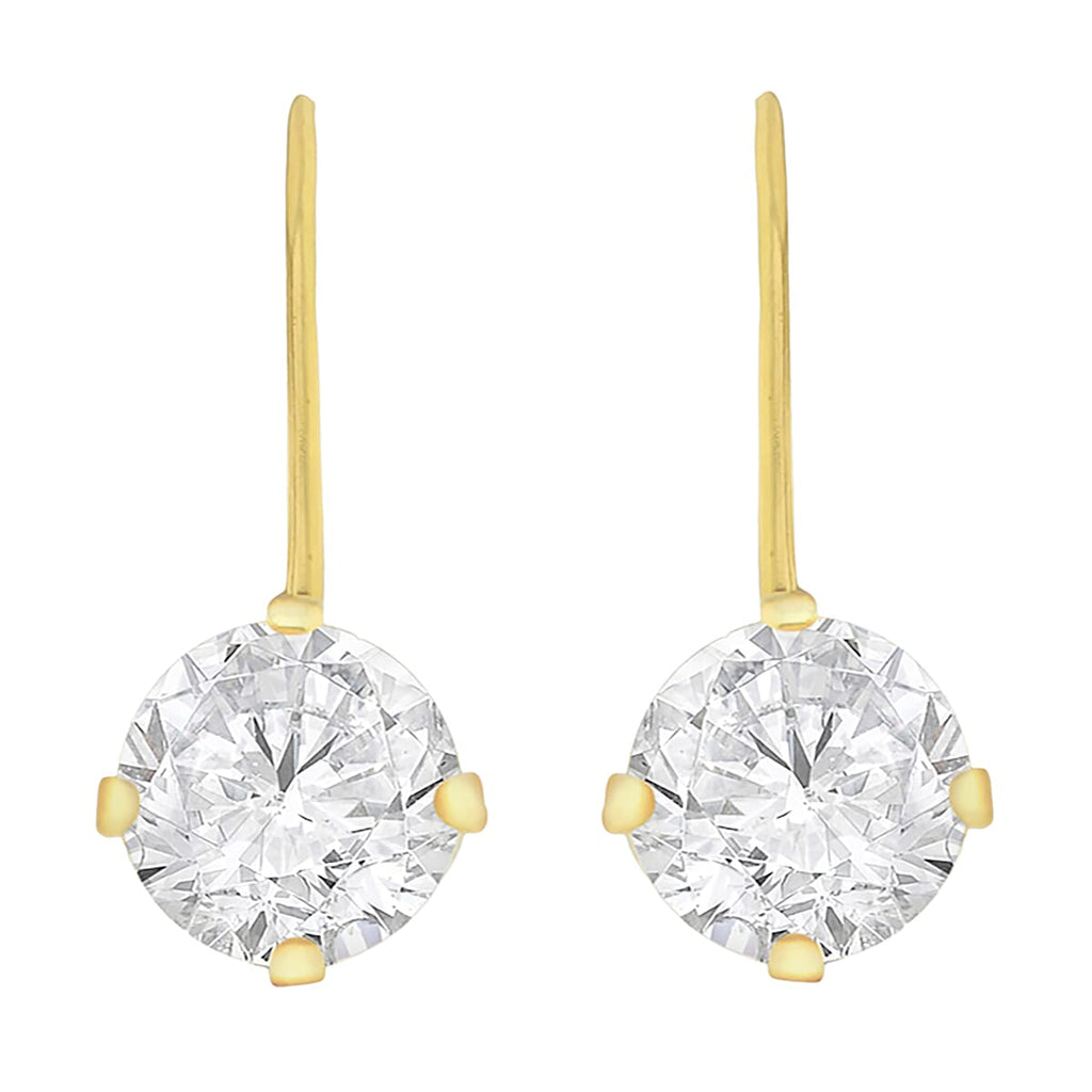 9K Yellow Gold  A   White Cubic Zirconia  Earring 2.86 pc,  Gold Wt. 1.4 Gms  2.860  Ct.