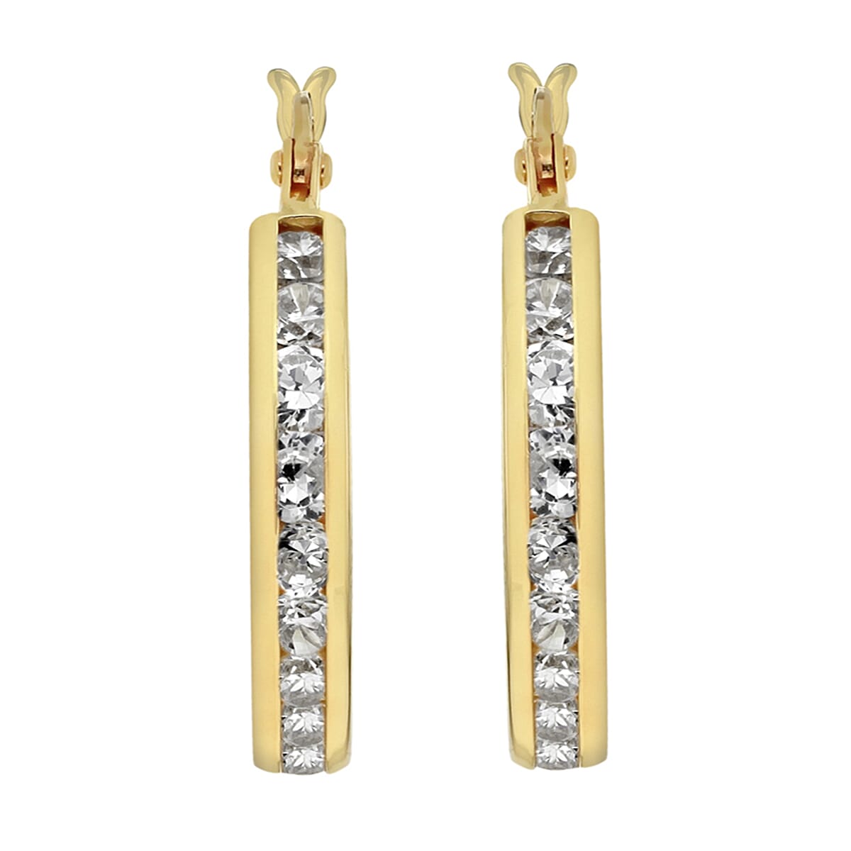 9K Gold Cubic Zircon Half Eternity CreoleEarrings 7814313 1