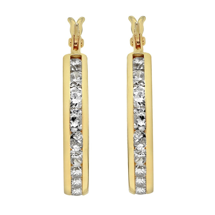 9K Gold Cubic Zircon Half Eternity CreoleEarrings 7814313 2