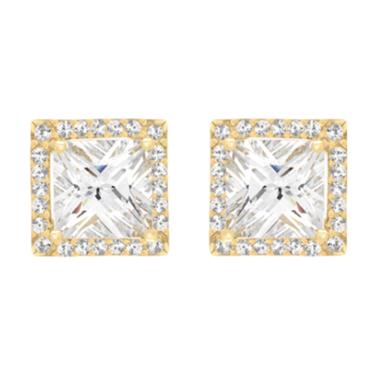9K Gold Cubic Zircon Square Stud Earrings 7814295 0
