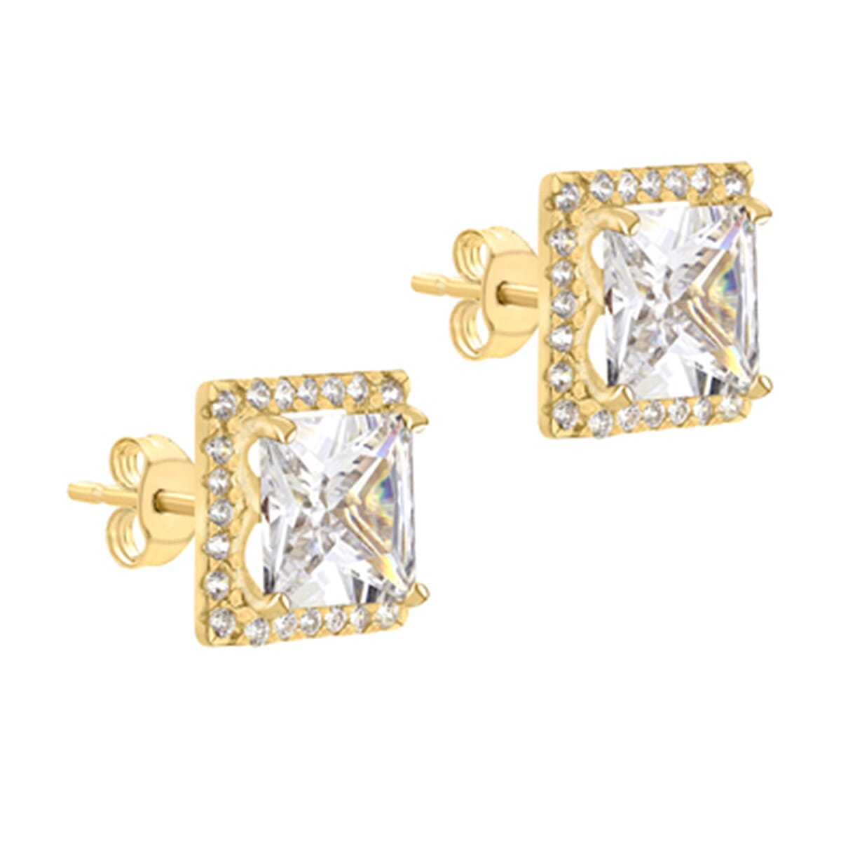 9K Gold Cubic Zircon Square Stud Earrings 7814295 1