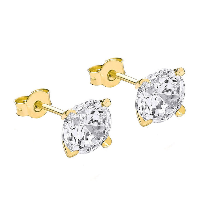 9K Gold 8mm Round Cubic Zircon StudEarrings 7814369 2