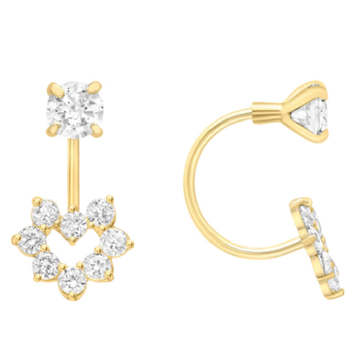 9K Gold Cubic Zircon Heart Earrings 7814137 1
