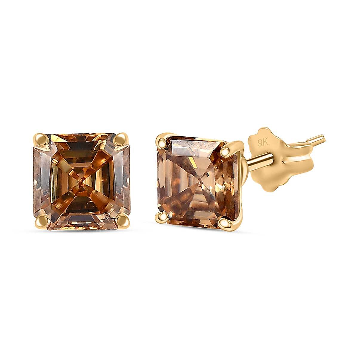 9K Yellow Gold  Yellow Moissanite Stud Earrings 1.40 Ct 7582075 0